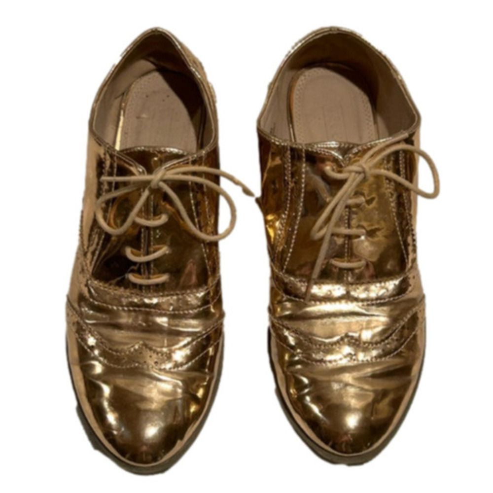 OS0S shoes bronze metallic flat loafer shoe 6 (fits like 71/2-8